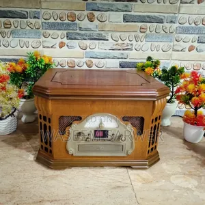 Photo - Wooden Turntable Gramophone Record Player Antique