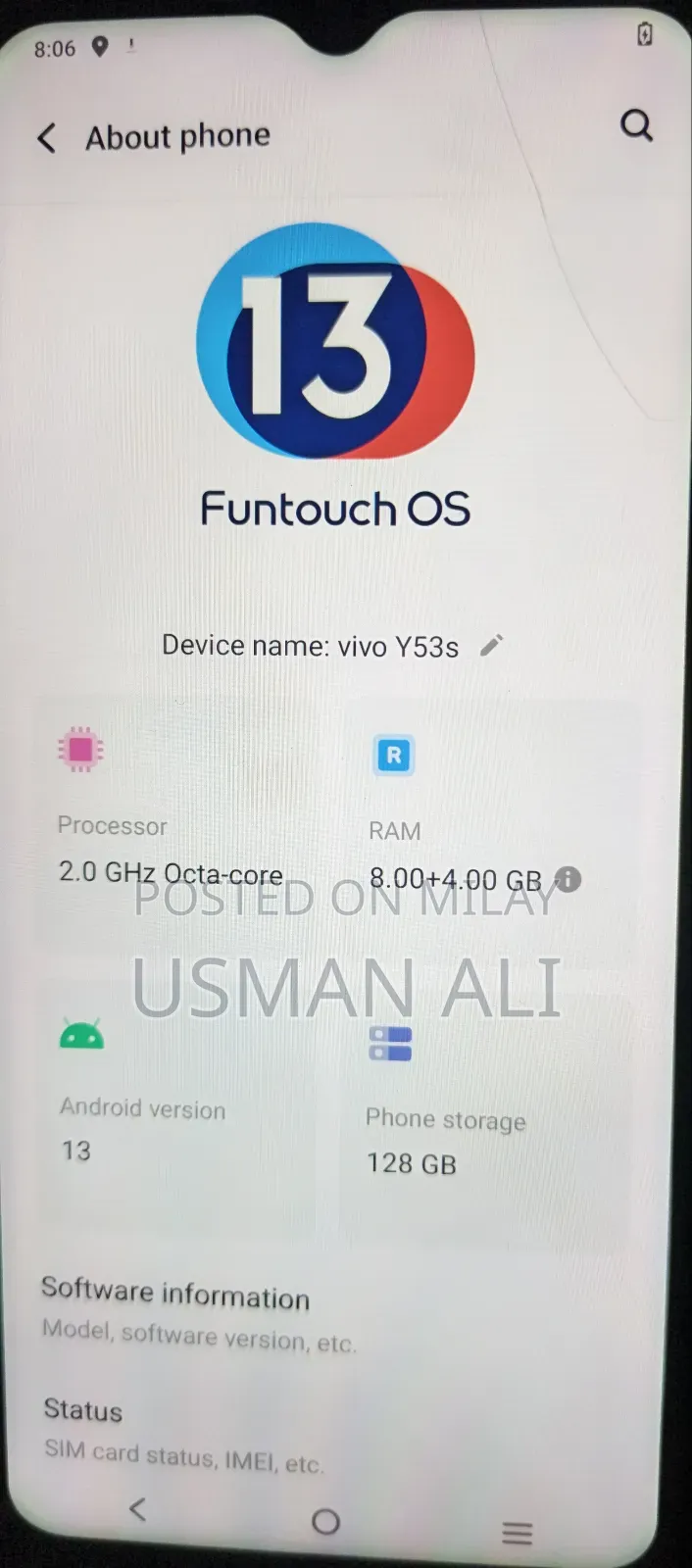 Vivo Y51s 128 GB Blue