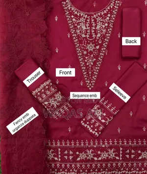 Dhanak Emb 3pc With Organza Emb Cut Work Duppata