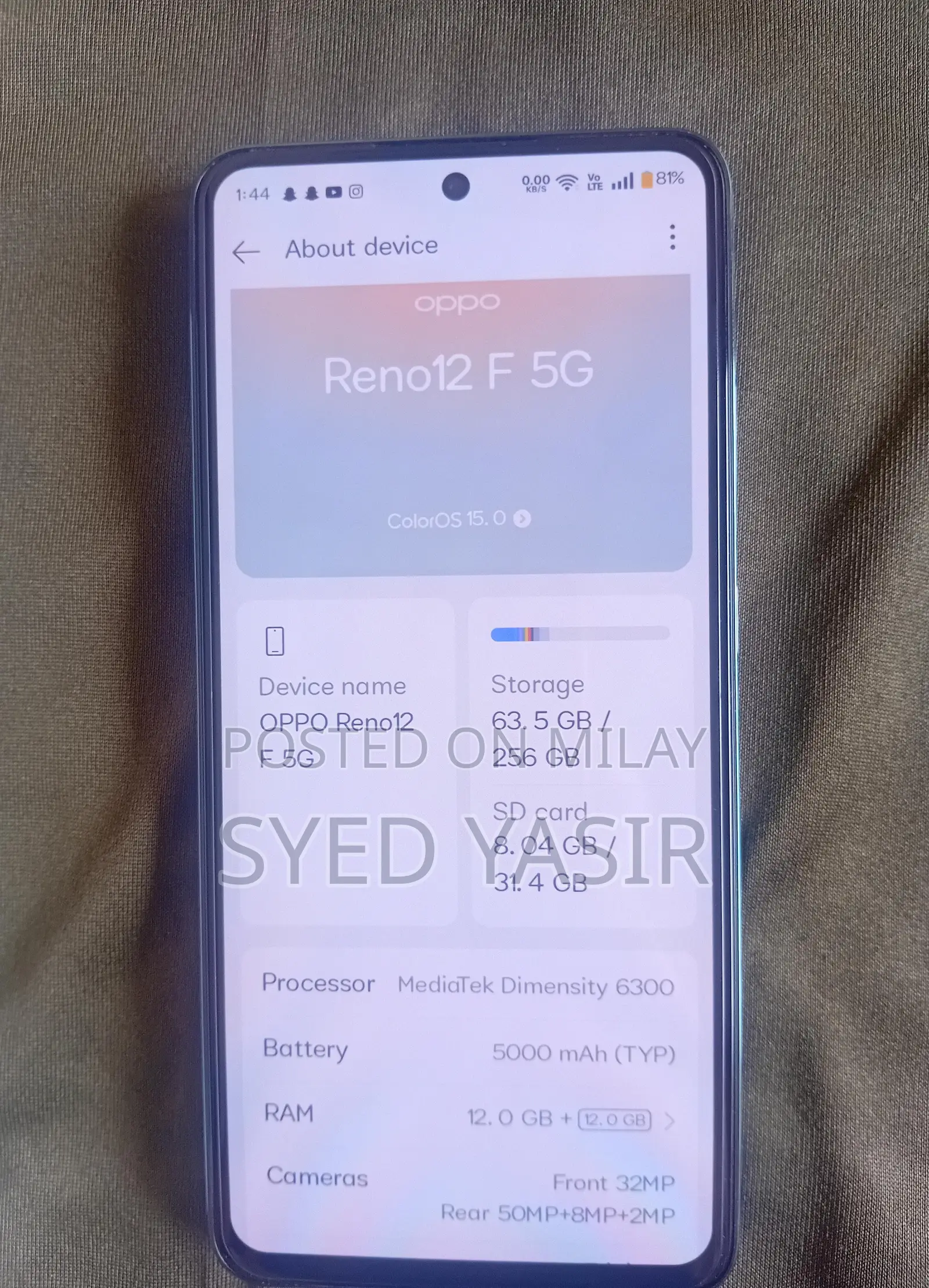 Oppo Reno12 F 5G 256 GB Green