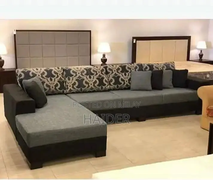 L-Shape Corner Sofa Set with Thick Wood Frame and Molty Foam Seats