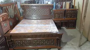 Tali Wood Double Bed Set with Mattress and Furniture