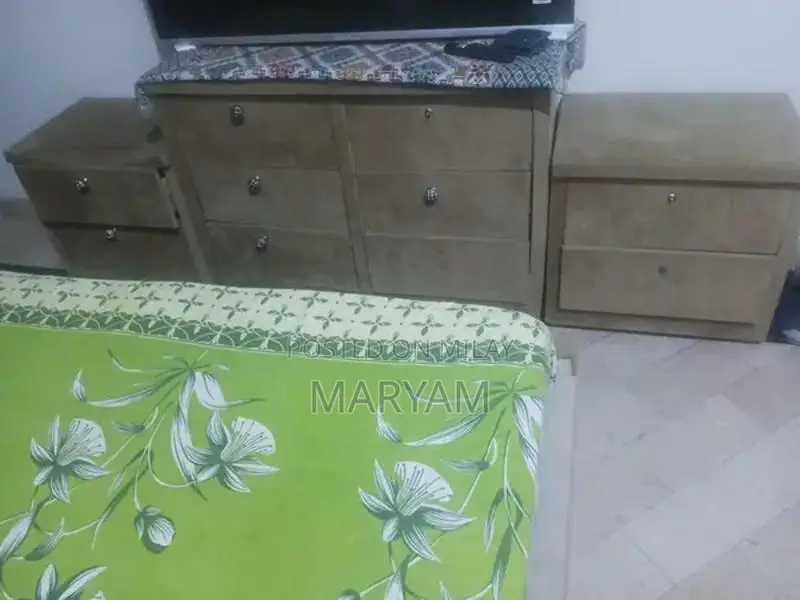 Complete Wooden Bedroom Set with Side Table and Dressing Table