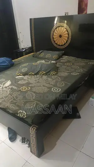 Photo - Wooden Double Bed Frame with Side Table and Dressing