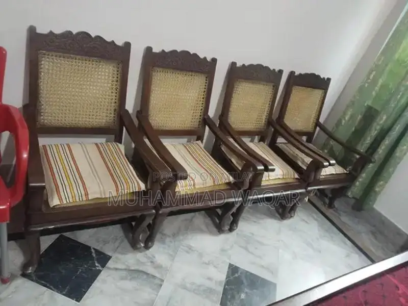 2 Single Beds with Mattresses, Dresser, and 4 Wooden Chairs