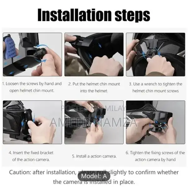 Tuyu Detachable Helmet Chin Mount for Action Cameras and Vloggers