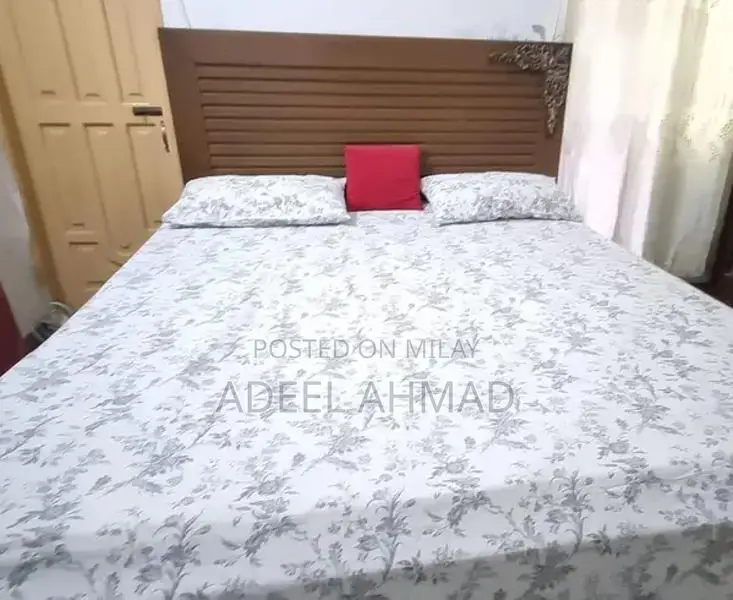 Wooden Double Bed Frame with Side Tables and Dressing Table