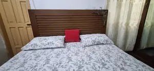 Wooden Double Bed Frame with Side Tables and Dressing Table