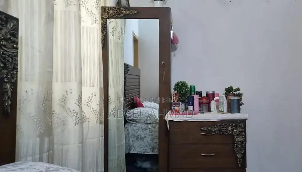 Wooden Double Bed Frame with Side Tables and Dressing Table