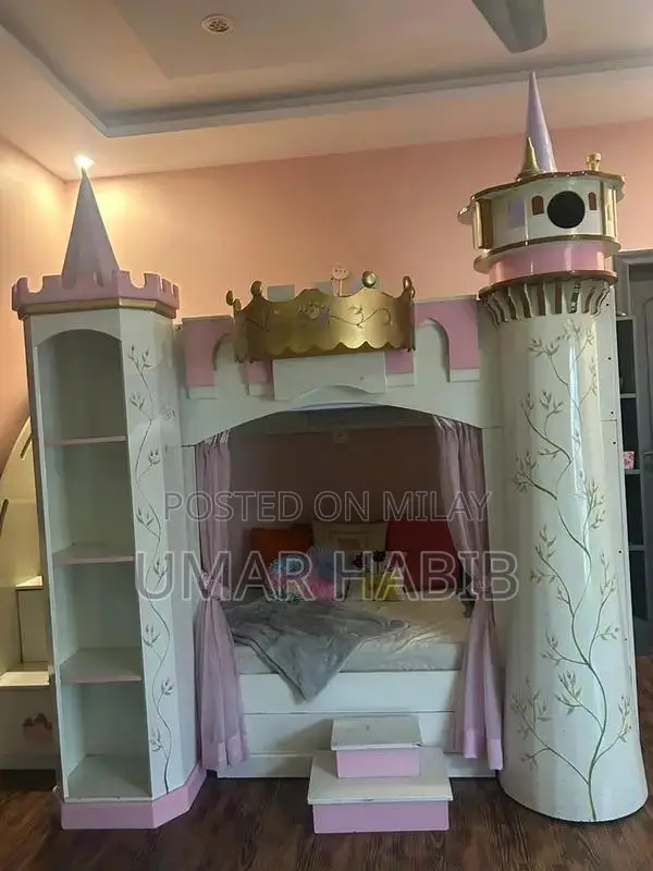 High Loft Bunk Bed with Storage Stairs and Bookshelf