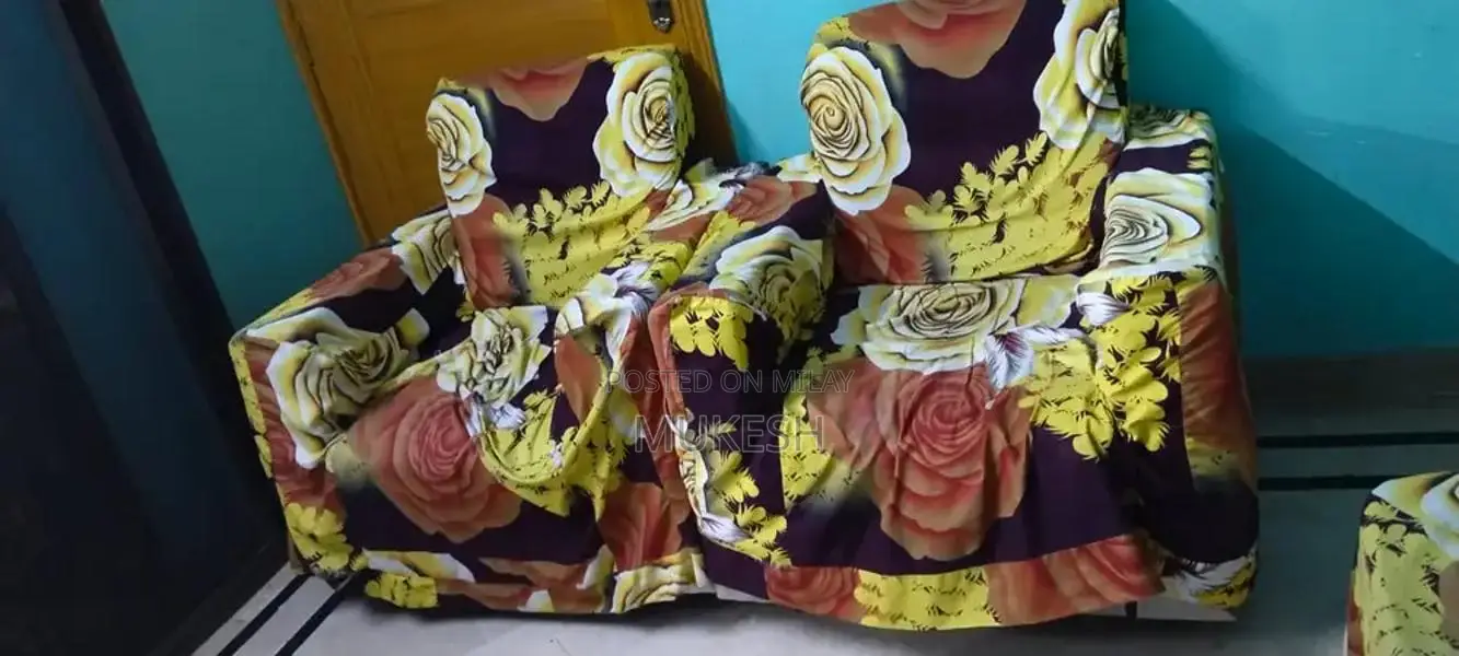 5-Seater Wooden Living Room Sofa Set with Protective Covers