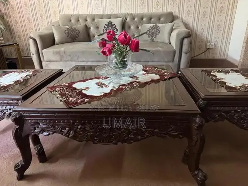 Modern Center Table Set with Two Side Tables