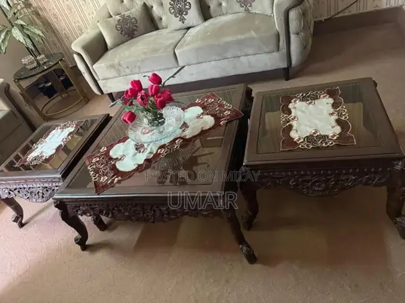 Modern Center Table Set with Two Side Tables