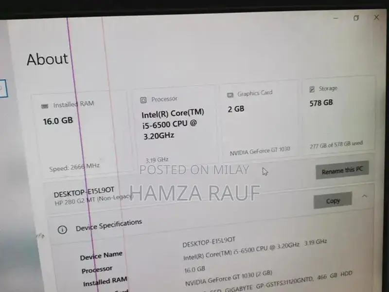 HP Gaming Desktop PC - i5 6th Gen, 16GB RAM, GT 1030 Graphics