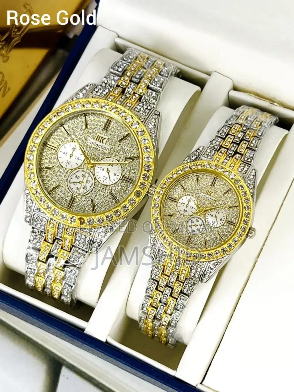 Stainless Steel Diamond Stone Couple Watch
