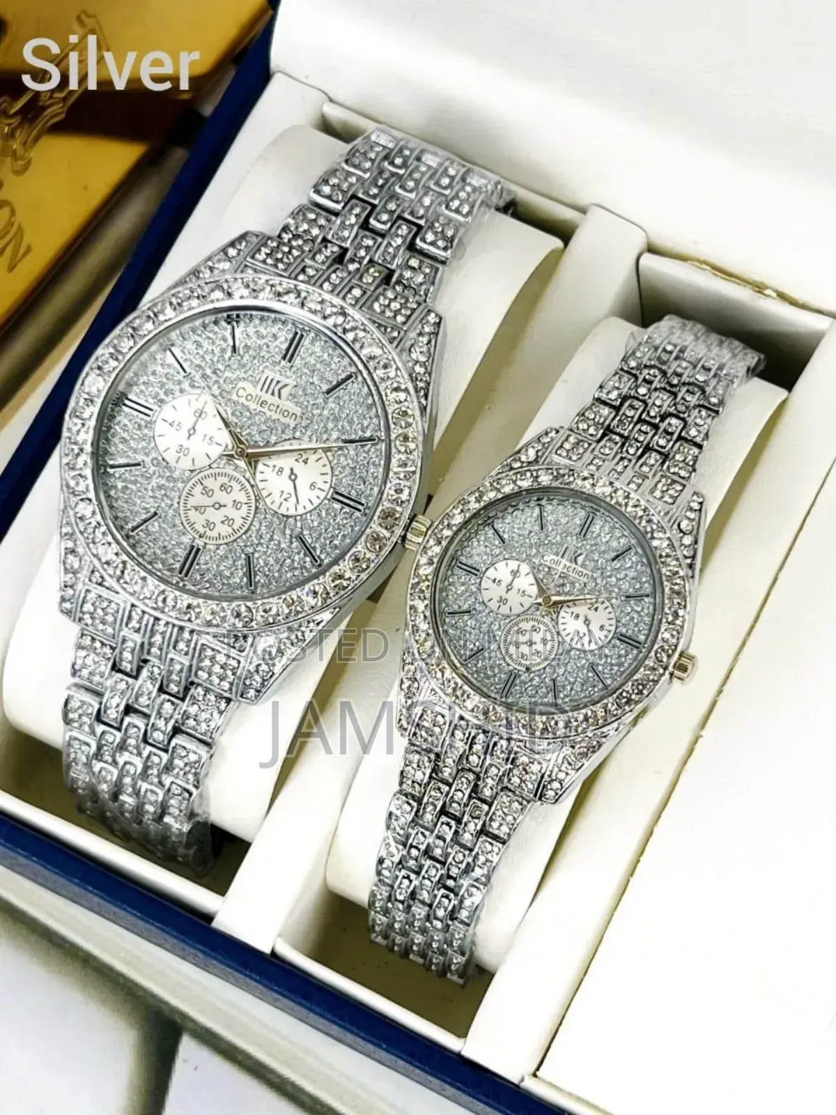 Stainless Steel Diamond Stone Couple Watch