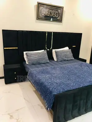 Photo - Grey Velvet King Bed Frame - Contemporary Bedroom Furniture