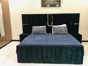 Grey Velvet King Bed Frame - Contemporary Bedroom Furniture