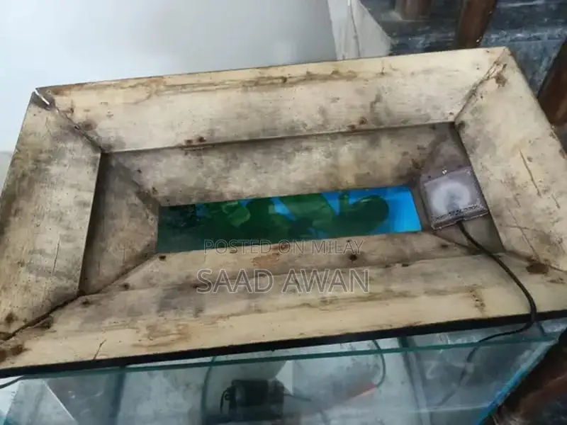 Decorative Fish Aquarium with Side Table and Accessories