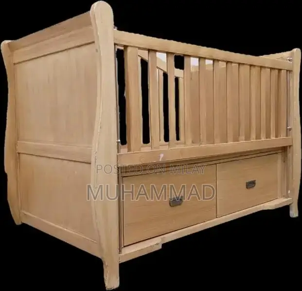Wooden Kids Crib Bed with Built-in Storage Drawers