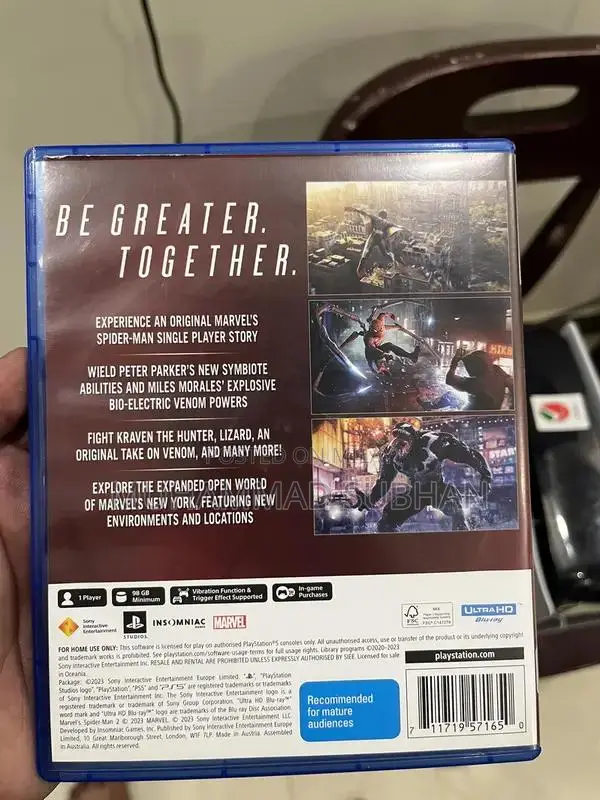 Marvel Spider-Man 2 PlayStation Video Game Disc