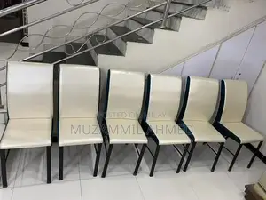 Glass Top Dining Table with 6 Off-White and Seagreen Chairs