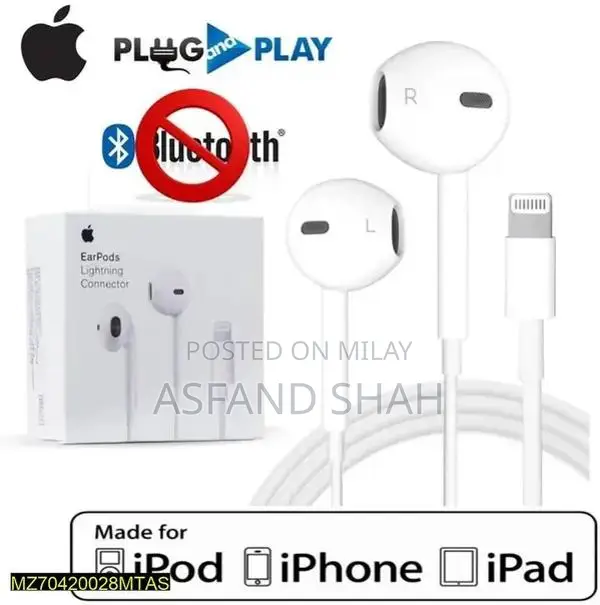 White ABS Wired Handsfree Earphones with Microphone