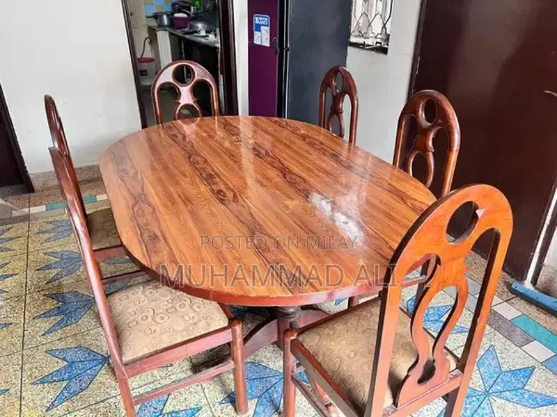 Elegant 6-Seater Wooden Dining Table with Chairs