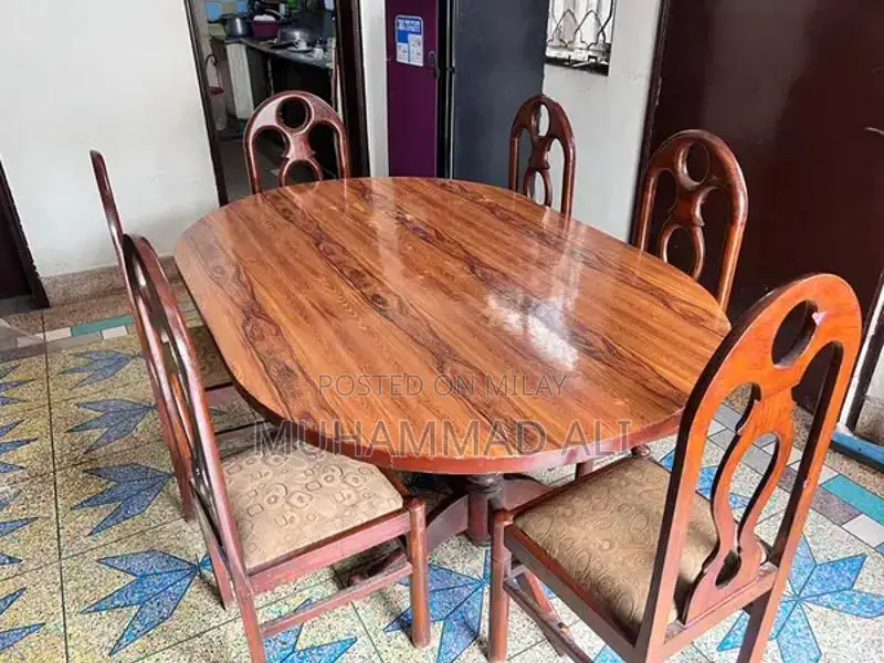 Elegant 6-Seater Wooden Dining Table with Chairs