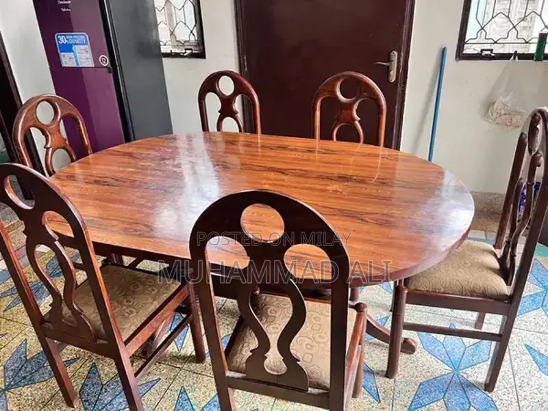 Elegant 6-Seater Wooden Dining Table with Chairs
