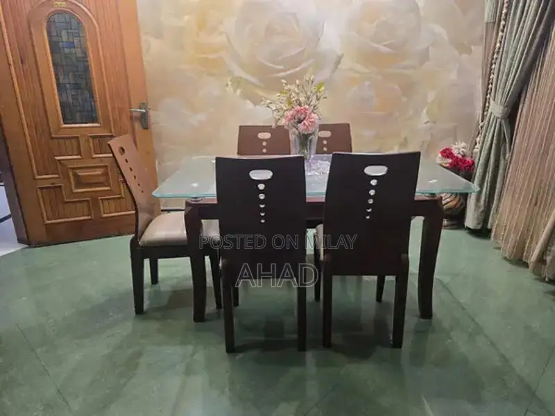 Wooden Dining Table with 6 Matching Chairs