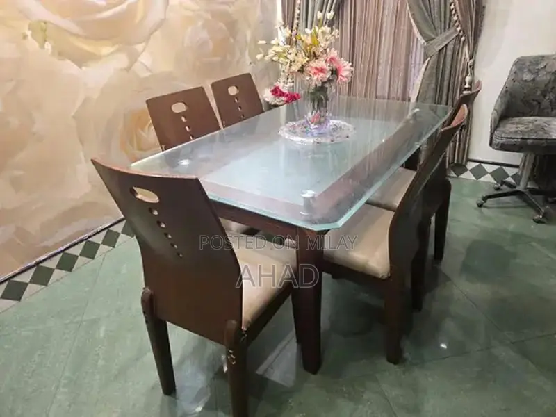 Wooden Dining Table with 6 Matching Chairs