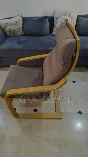 Photo - IKEA POÄNG Classic Wooden Armchair with Soft Cushion