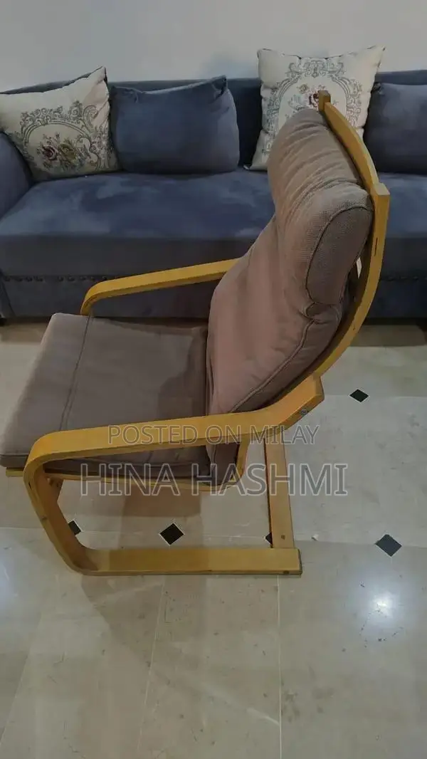 IKEA POÄNG Classic Wooden Armchair with Soft Cushion