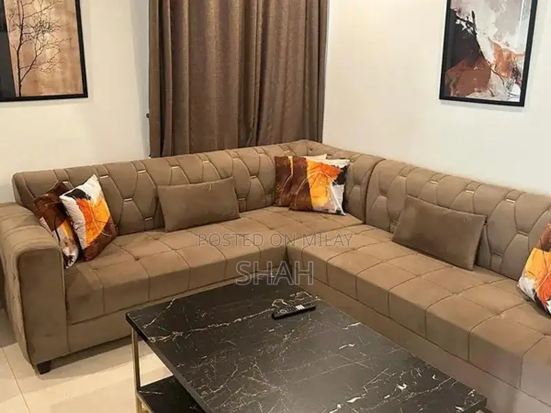 7-Seater L-Shaped Sofa with High Flex Foam and Imported Cushions
