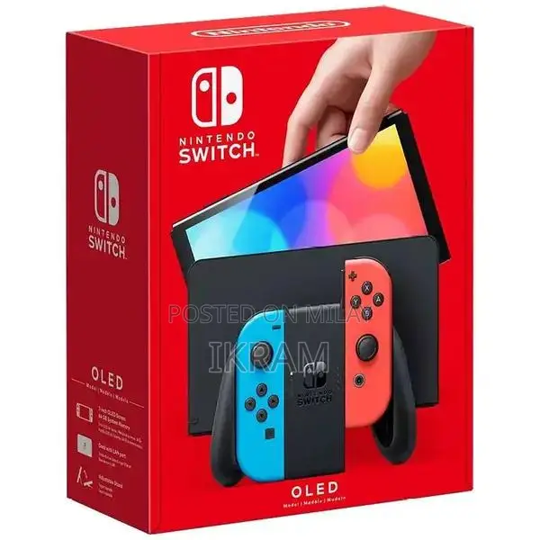 Nintendo Switch Console with Neon Blue and Red Joy-Cons