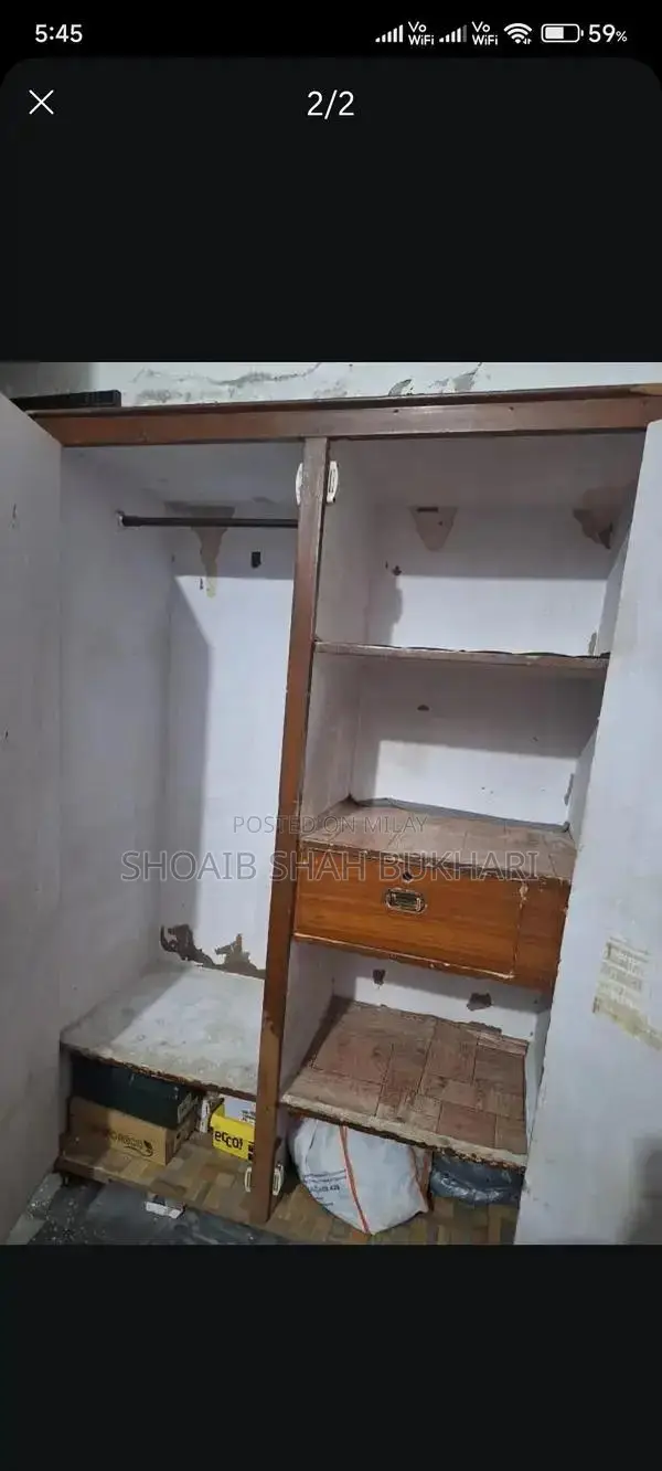 Wooden 2-Door Wardrobe Storage Cabinet with Shelves