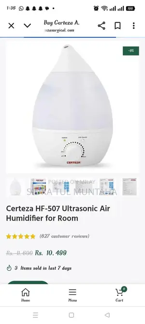 Photo - Compact Cool Mist Humidifier for Bedroom, 2L Quiet Operation, Easy Ref