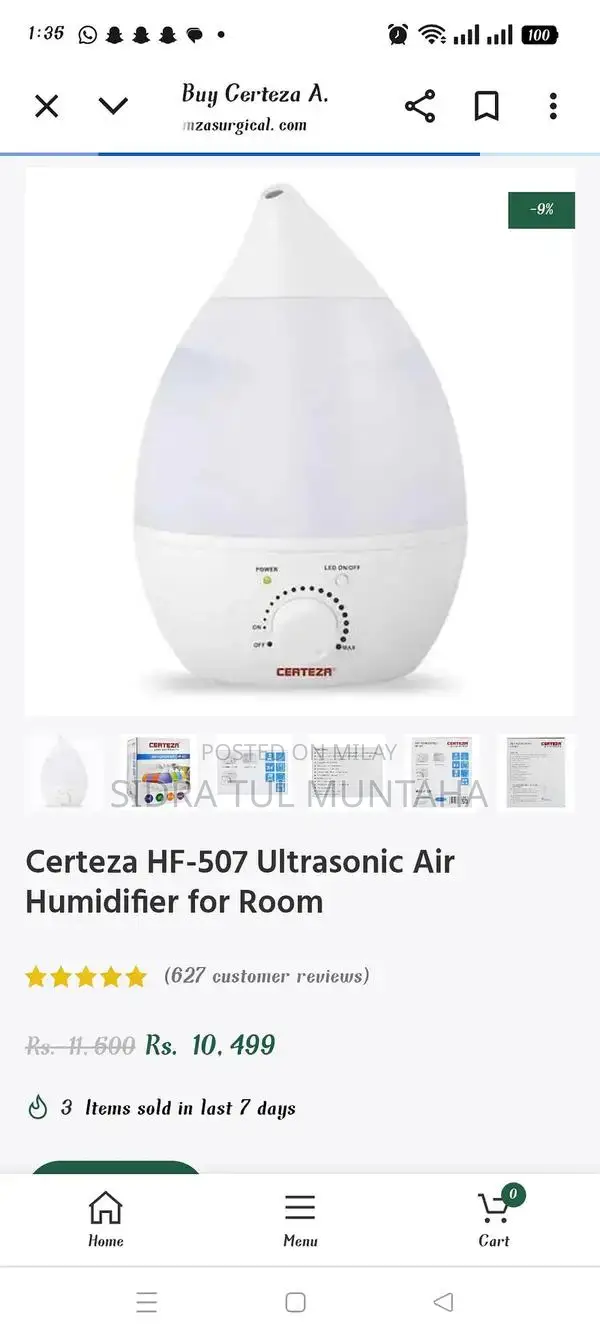 Compact Cool Mist Humidifier for Bedroom, 2L Quiet Operation, Easy Ref