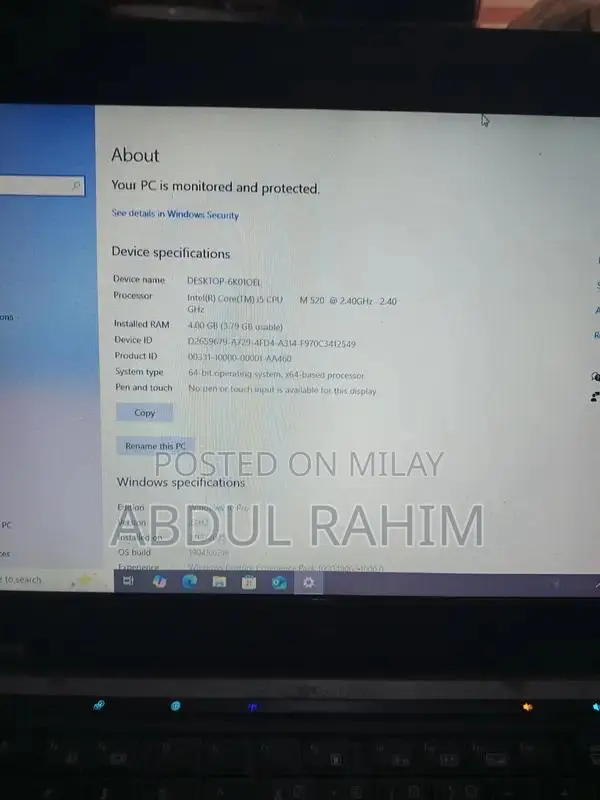 HP Laptop Core i5, 8GB RAM, 256GB SSD, Windows 10 Pro