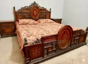 Photo - Traditional Shisham Wood Bed with Matching Side Tables