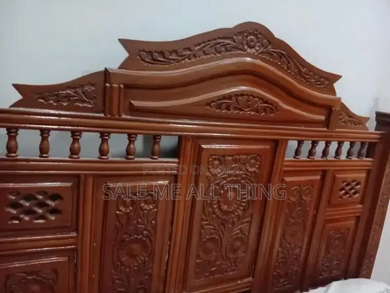 Wooden Bed with Side Table - Comfortable Sleeping Solution