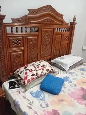 Wooden Bed with Side Table - Comfortable Sleeping Solution