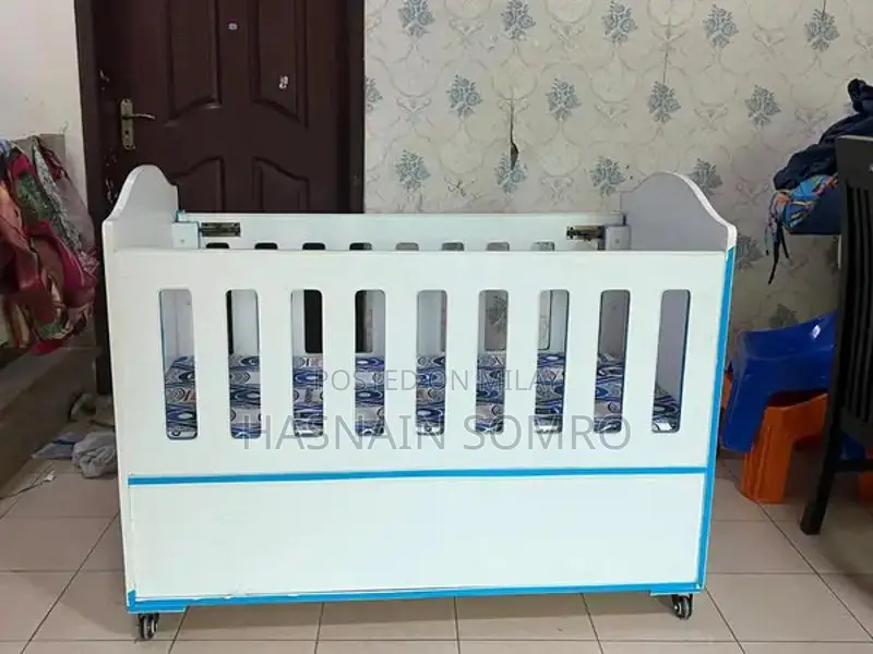 Convertible Baby Cot with Storage, Sliding Side Panel & Mattress - Exc
