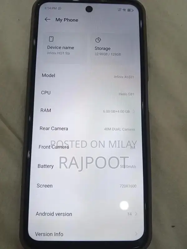 Hot 50i Smartphone 6GB RAM + 4GB Expansion 128GB Storage