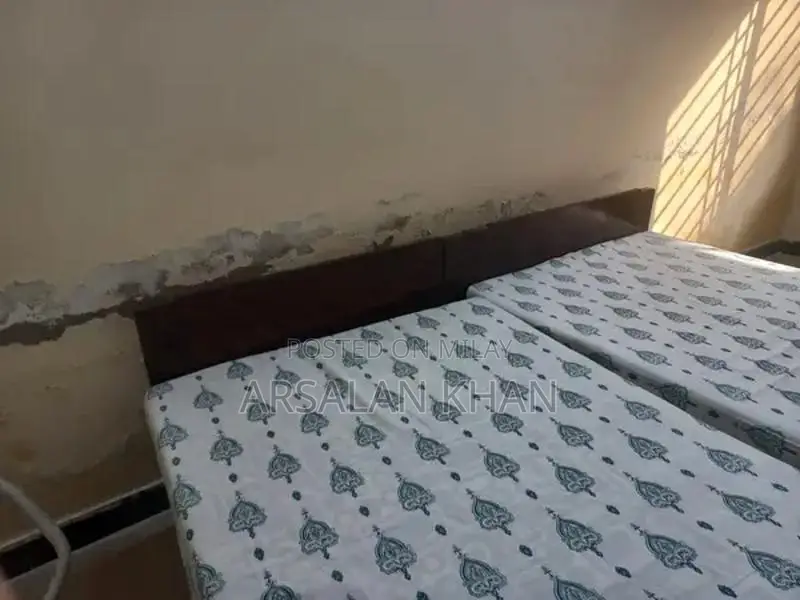 Two Single Wooden Shesham Wood Beds with Foam Mattresses