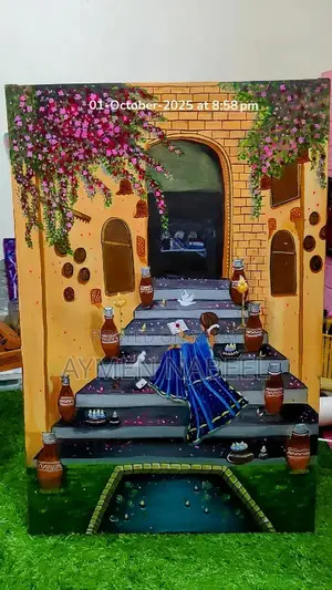 Acrylic Canvas Painting: Evening by the Steps - Home Decor Art