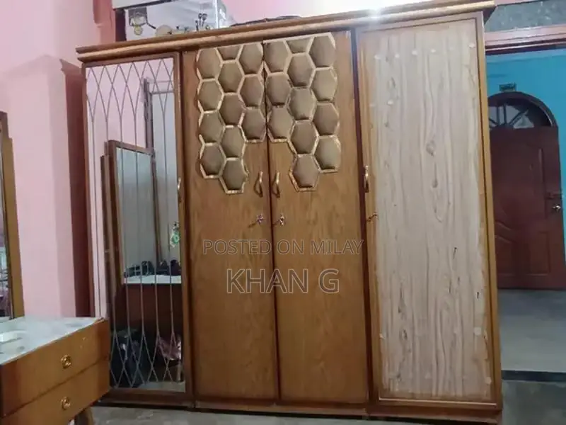 King Size Bed Frame with 4-Door Dresser