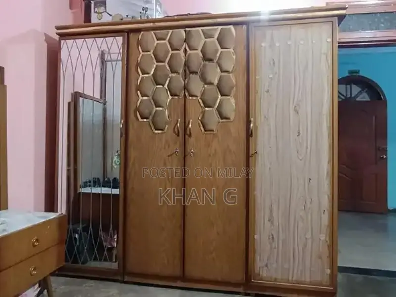 King Size Bed Frame with 4-Door Dresser