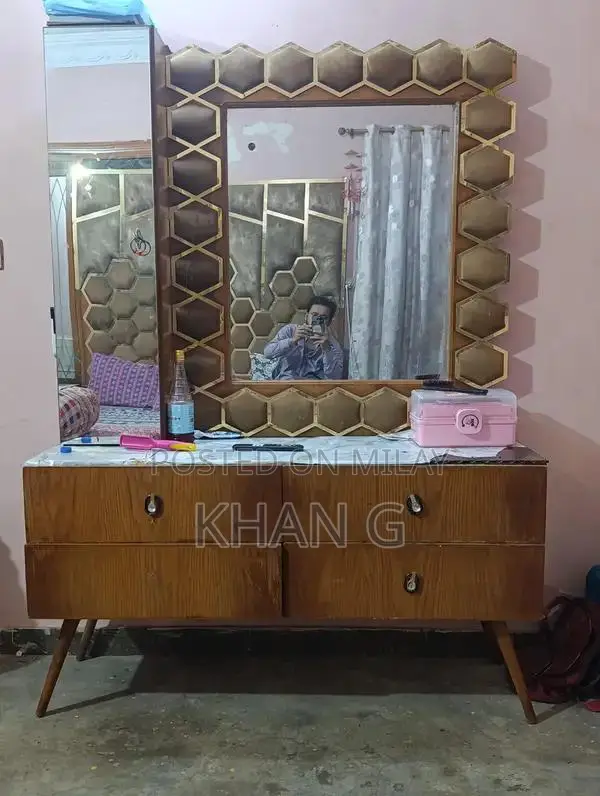 King Size Bed Frame with 4-Door Dresser